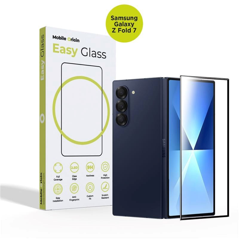 Samsung Galaxy Z Fold7 Mobile Origin EasyGlass Beskyttelsesglas - Gennemsigtig / Sort Kant