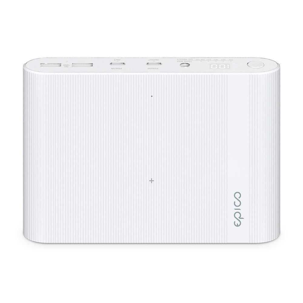Epico Powerbank m. USB-C, USB-A, DC + Biloplader - 26.800 mAh - Hvid