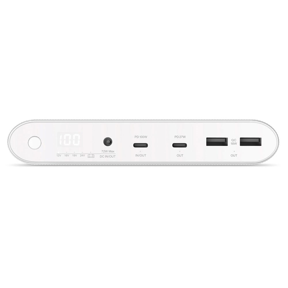 Epico Powerbank m. USB-C, USB-A, DC + Biloplader - 26.800 mAh - Hvid