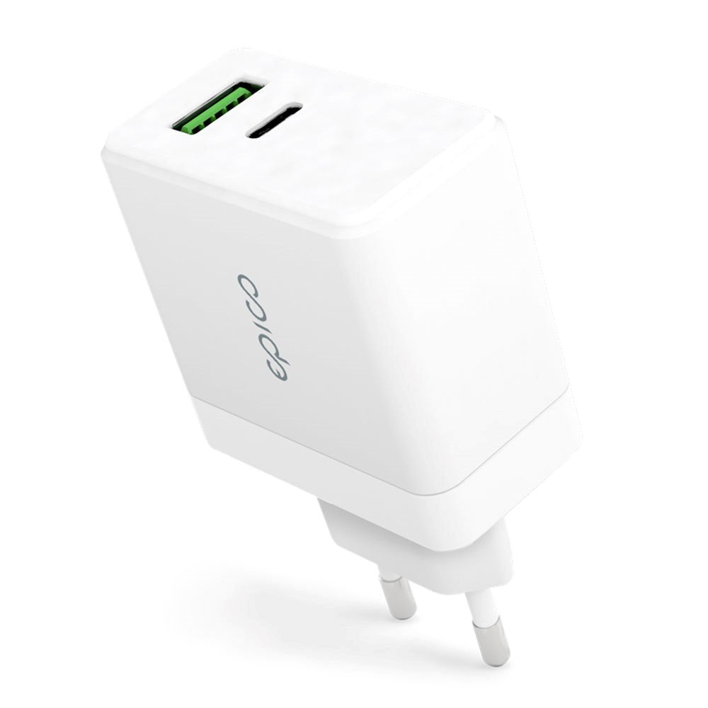 Epico PD 65W GaN Vægoplader PD 65W GaN m. USB-C & USB-A - Hvid