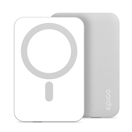 Epico 20W Aluminium Trådløs Powerbank 5.000 mAh m. USB-C Kabel - MagSafe Kompatibel - Sølv