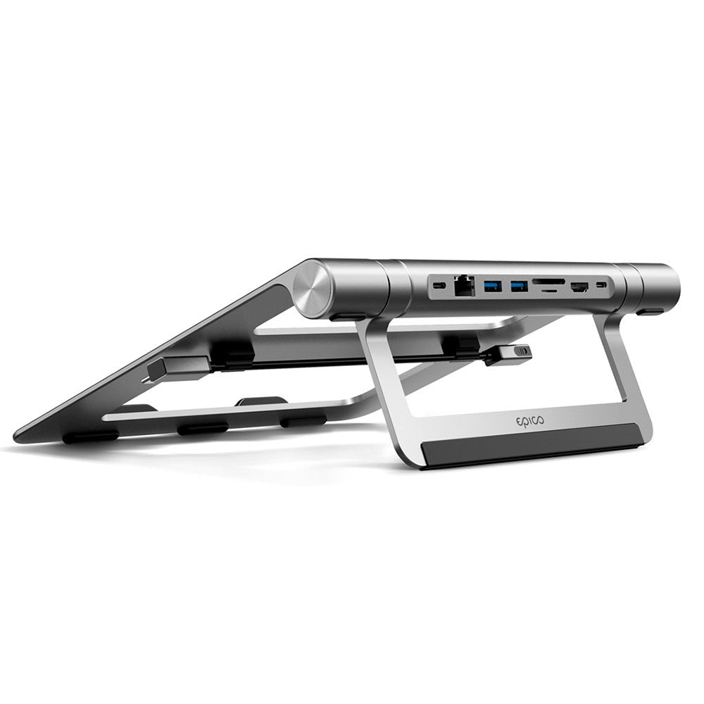 Epico 8-i-1 Multi USB-C Adapter m. Laptop Stander - Space Grey