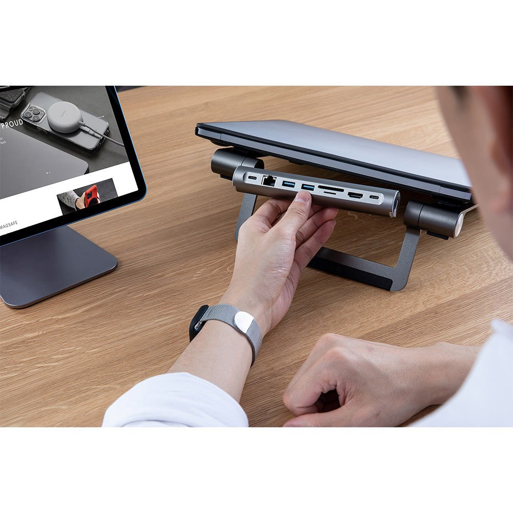 Epico 8-i-1 Multi USB-C Adapter m. Laptop Stander - Space Grey