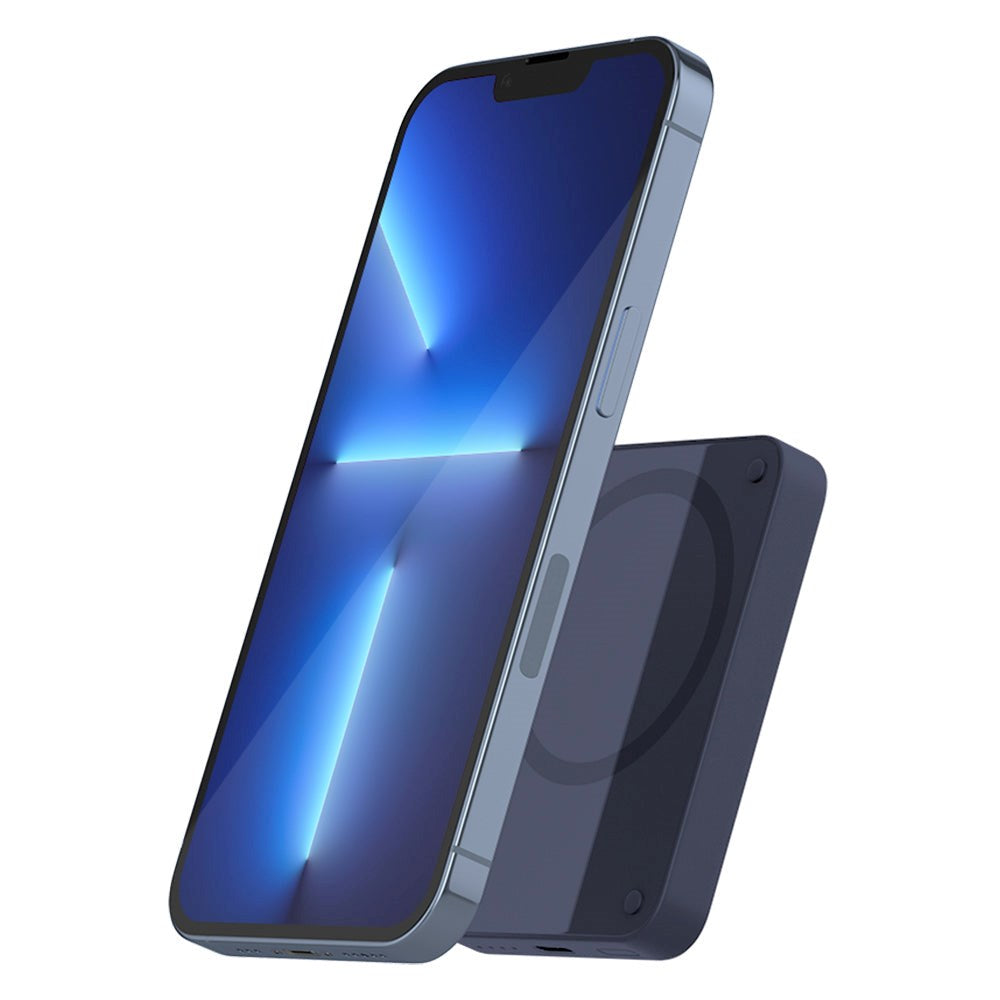 Epico 15W Trådløs Powerbank 4.200 mAh m. USB-C & Lightning Kabel - MagSafe Kompatibel - Blå