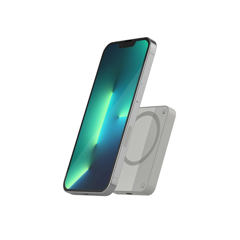Epico 15W Trådløs Powerbank 4.200 mAh m. USB-C & Lightning Kabel - MagSafe Kompatibel - Grå