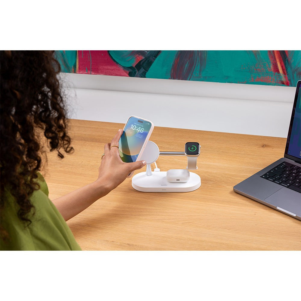 Spello 3-i-1 Trådløs Oplader 15W - MagSafe Kompatibel - Hvid