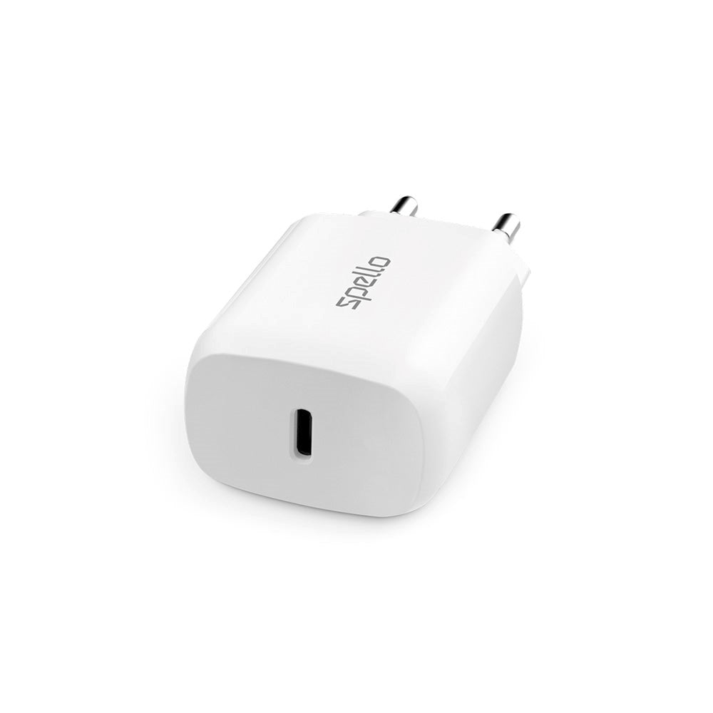 Spello 20W Vægoplader m. USB-C PD - Hvid