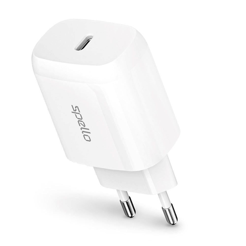 Spello 20W Vægoplader m. USB-C PD - Hvid