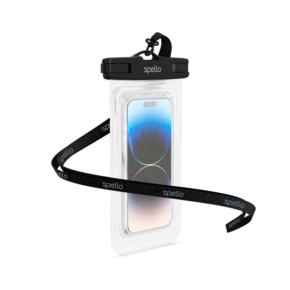 Spello Universal Vandtæt Pouch - Sort / Gennemsigtig (Maks. Mobil: 165 x 85 x 10 mm)