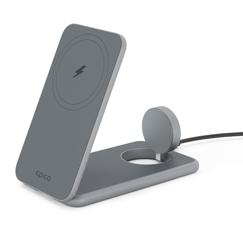 Epico Mag+ Charging Stander - 3-i-1 Trådløs Oplader - MagSafe Kompatibel - Space Grey