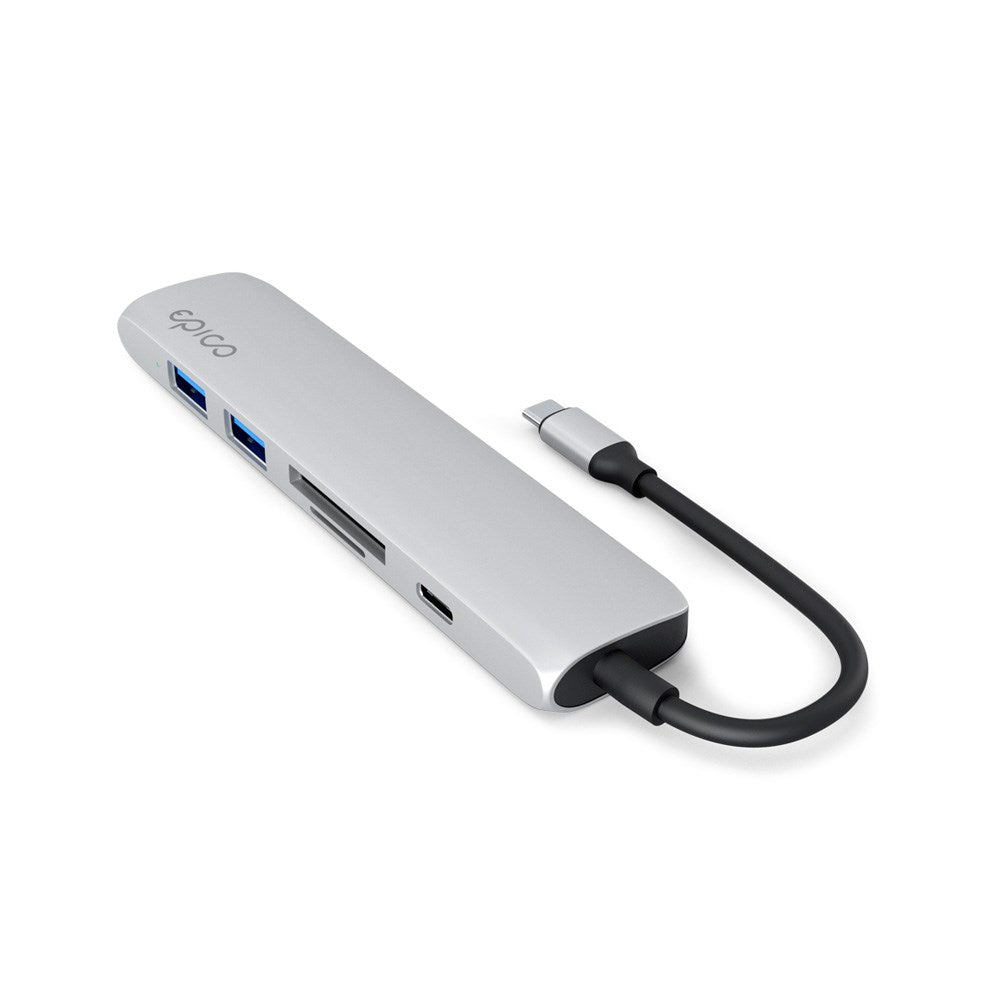 Epico 6-i-1 Aluminium 8K USB-C Hub - Silver