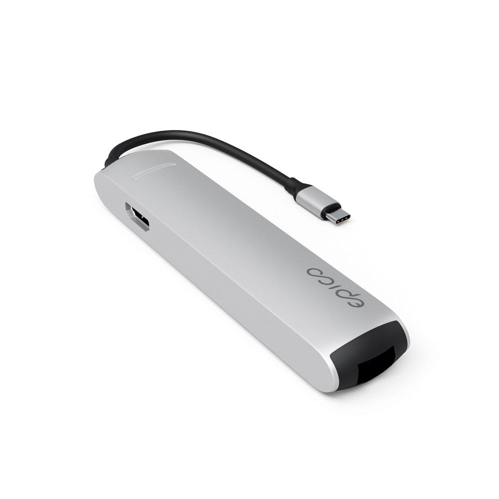 Epico 6-i-1 Slim 8K USB-C Hub - Sølv