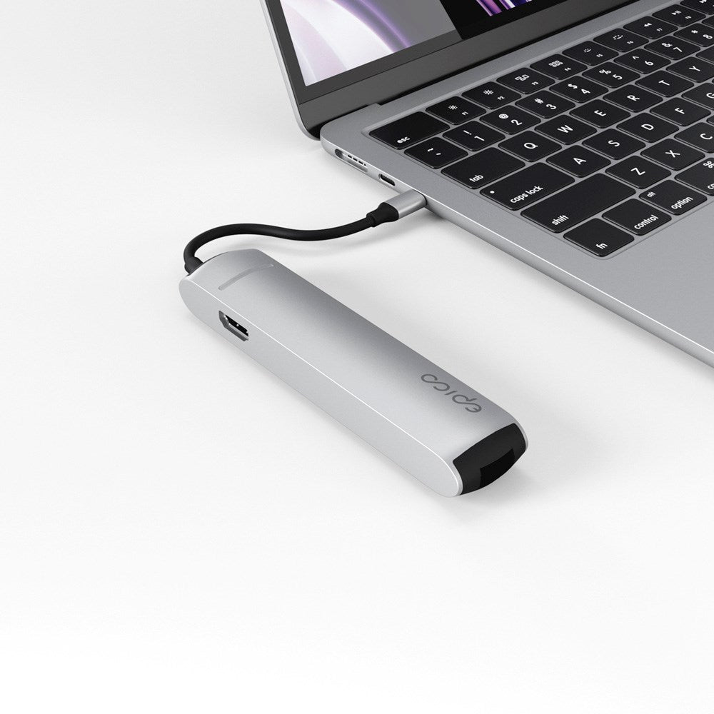 Epico 6-i-1 Slim 8K USB-C Hub - Sølv
