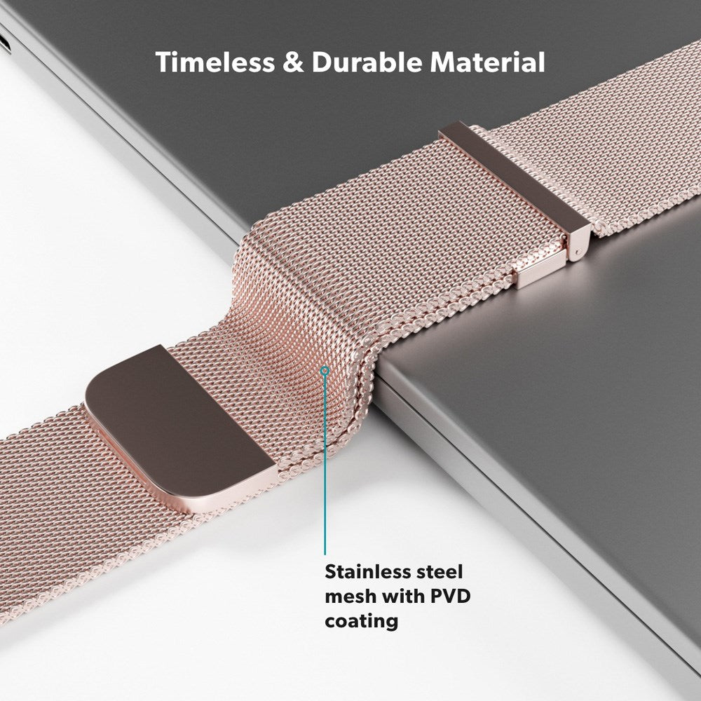 Apple Watch (38/40/SE/41/42mm) Epico Milanese+ (Plus) Stål Rem - Rose Gold