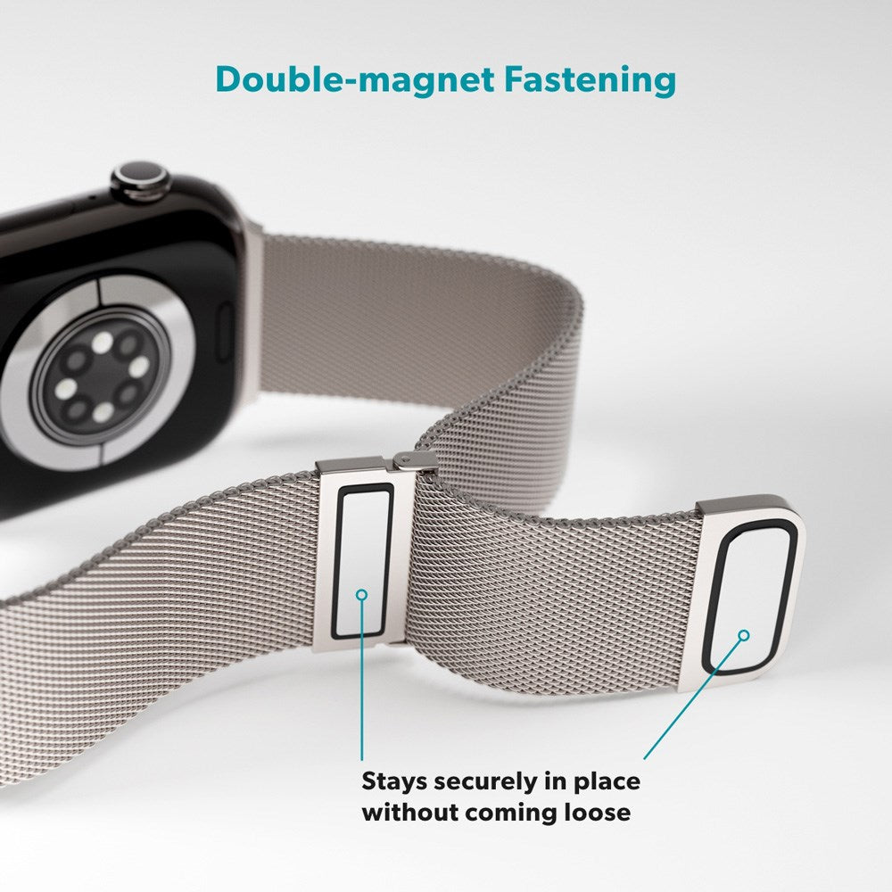 Apple Watch (38/40/SE/41/42mm) Epico Milanese+ (Plus) Stål Rem - Starlight