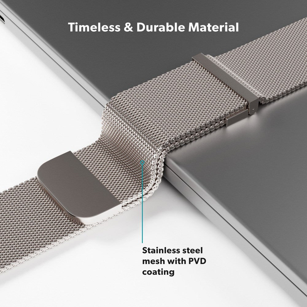 Apple Watch (38/40/SE/41/42mm) Epico Milanese+ (Plus) Stål Rem - Starlight