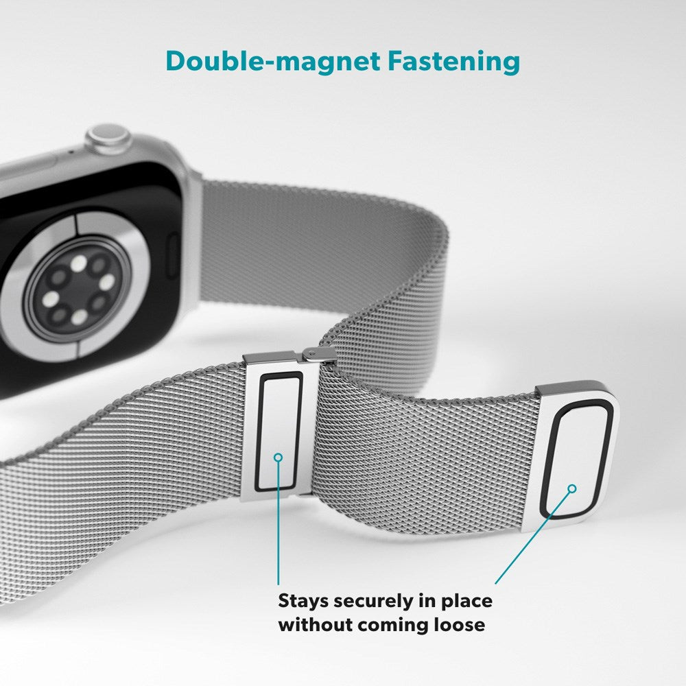 Apple Watch (38/40/SE/41/42mm) Epico Milanese+ (Plus) Stål Rem - Silver