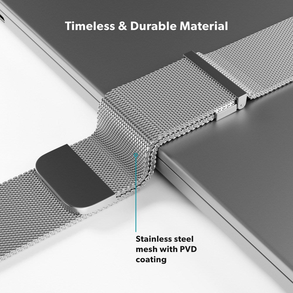 Apple Watch (38/40/SE/41/42mm) Epico Milanese+ (Plus) Stål Rem - Silver