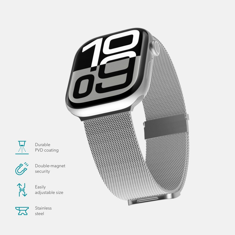 Apple Watch (38/40/SE/41/42mm) Epico Milanese+ (Plus) Stål Rem - Silver