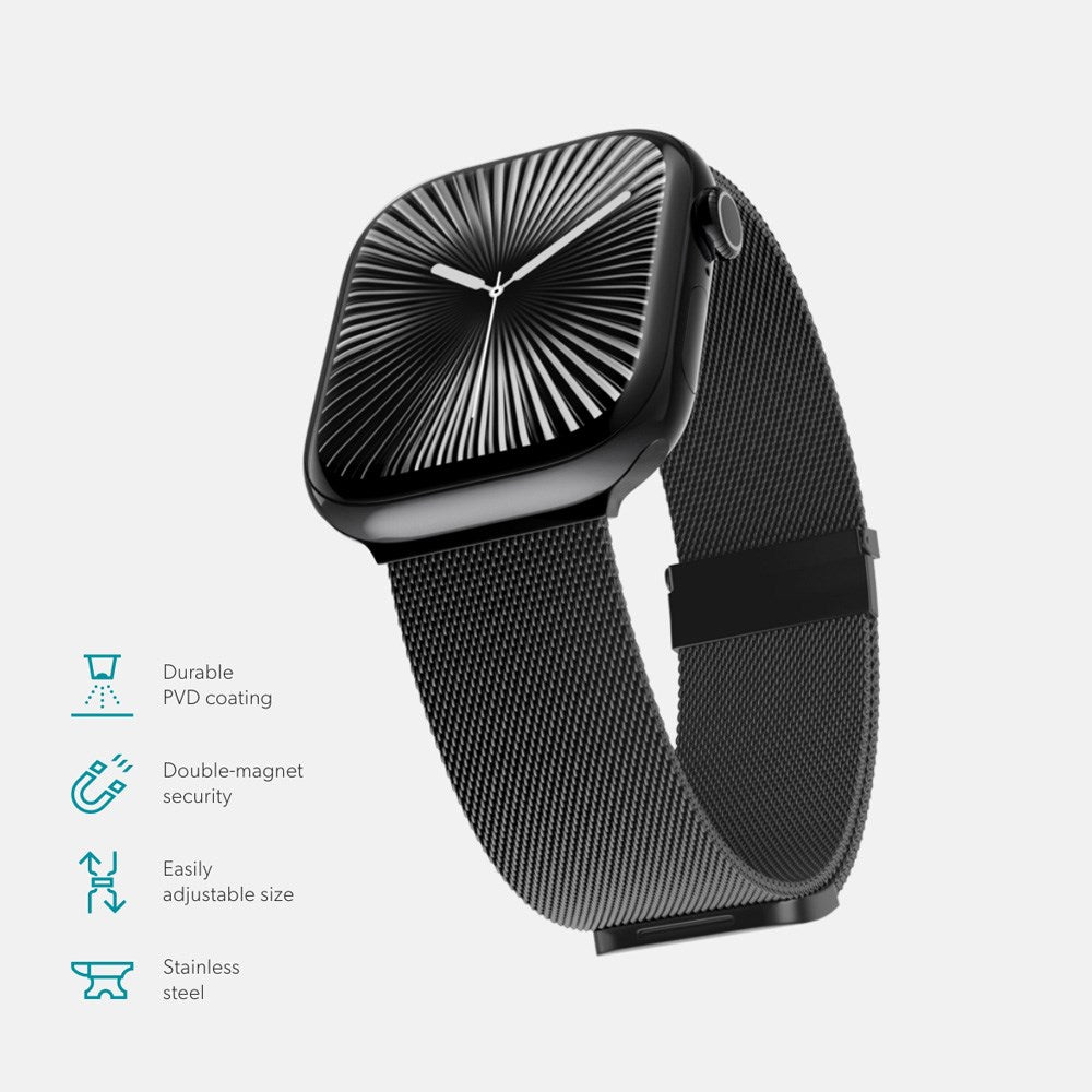 Apple Watch (42/44/SE/45/46/49mm) Epico Milanese+ (Plus) Stål Rem - Space Gray