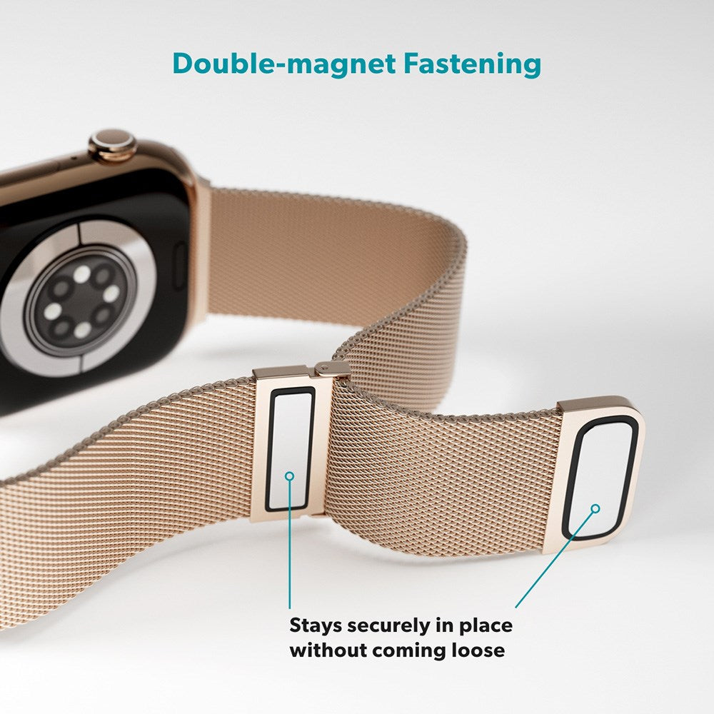 Apple Watch (42/44/SE/45/46/49mm) Epico Milanese+ (Plus) Stål Rem - Gold