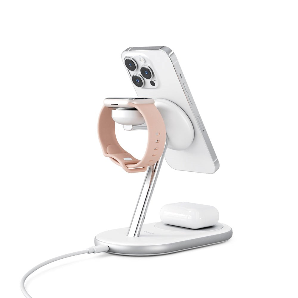 Epico Charging Stand Trio 15W Trådløs Oplader - MagSafe Kompatibel - Hvid - (DEMO)
