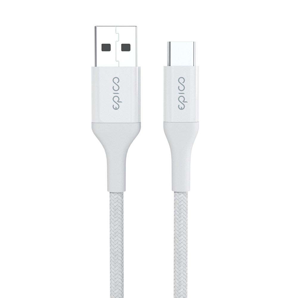 Epico Braided 18W USB-A til USB-C Kabel - 120cm - Hvid