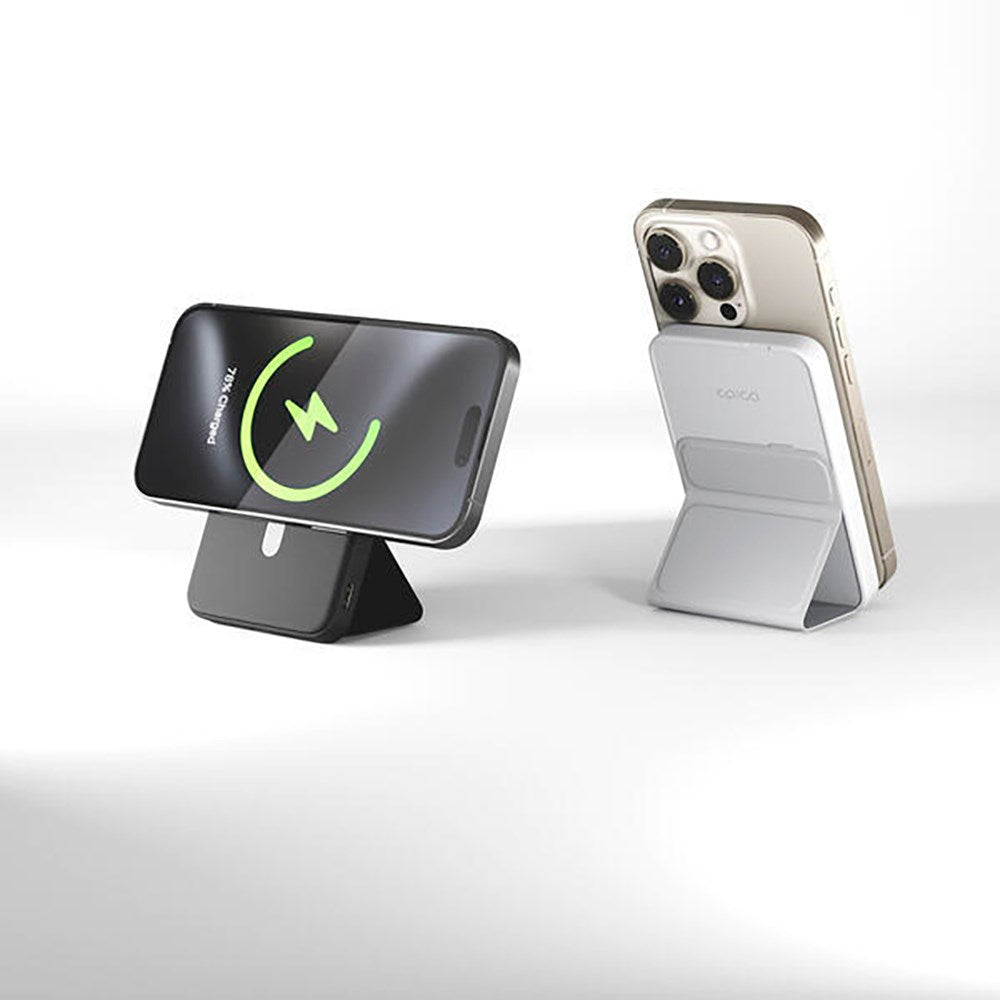 Epico Mag+ Stand 7000 mAh Aluminium Powerbank 20W - MagSafe Kompatibel - Sort