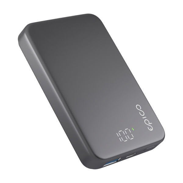 Epico Mag+ 10.000mAh Aluminium PowerBank 20W - MagSafe Kompatibel - Grå