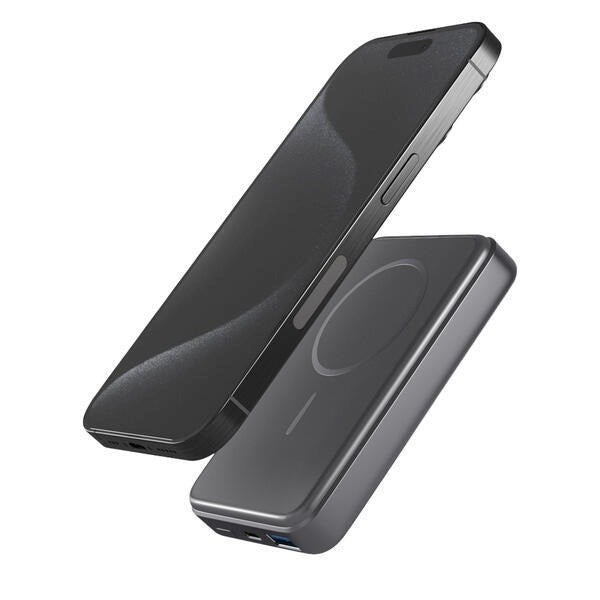 Epico Mag+ 10.000mAh Aluminium PowerBank 20W - MagSafe Kompatibel - Grå