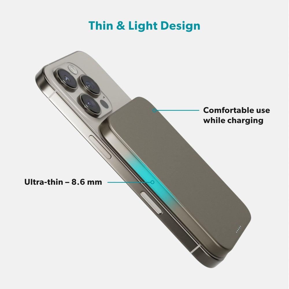 Epico 15W 5000 mAh UltraPack EM51 Power Bank m. USB-C - Qi2 / MagSafe Kompatibel - Titanium