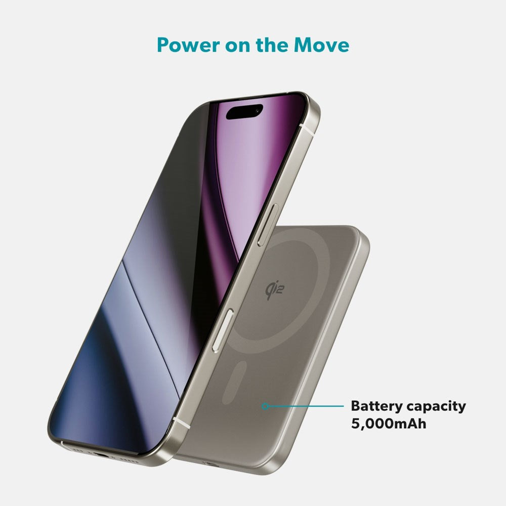 Epico 15W 5000 mAh UltraPack EM51 Power Bank m. USB-C - Qi2 / MagSafe Kompatibel - Titanium