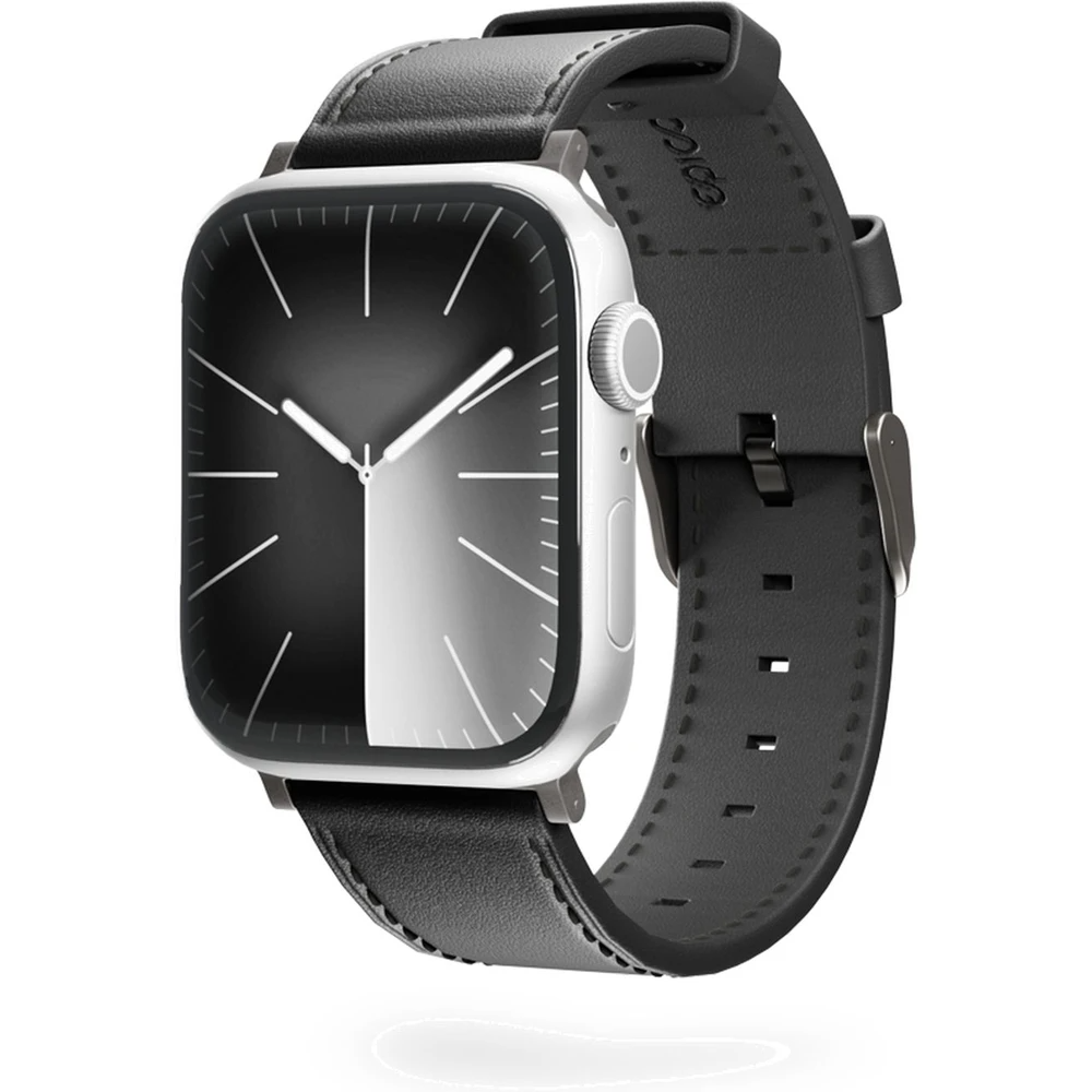 Epico - Apple Watch (42/44/SE/45/46/49mm) - Ægte Læder Rem - Sort