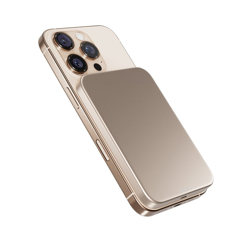 Epico 15W 5000 mAh UltraPack EM51 Power Bank m. USB-C - Qi2 / MagSafe Kompatibel - Desert Titanium