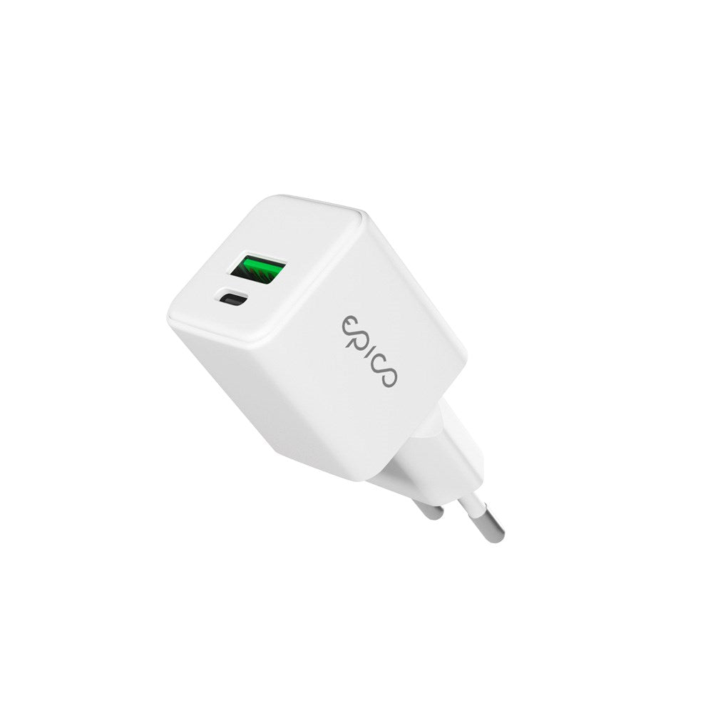 Epico - UltraBoost GaN 20W Vægoplader - 1x USB-C / 1x USB-A - Hvid