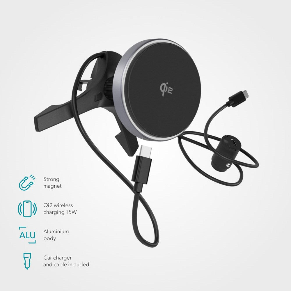 Epico UltraDrive Qi2 Magnetisk Mobilholder til Ventilationen - Sort