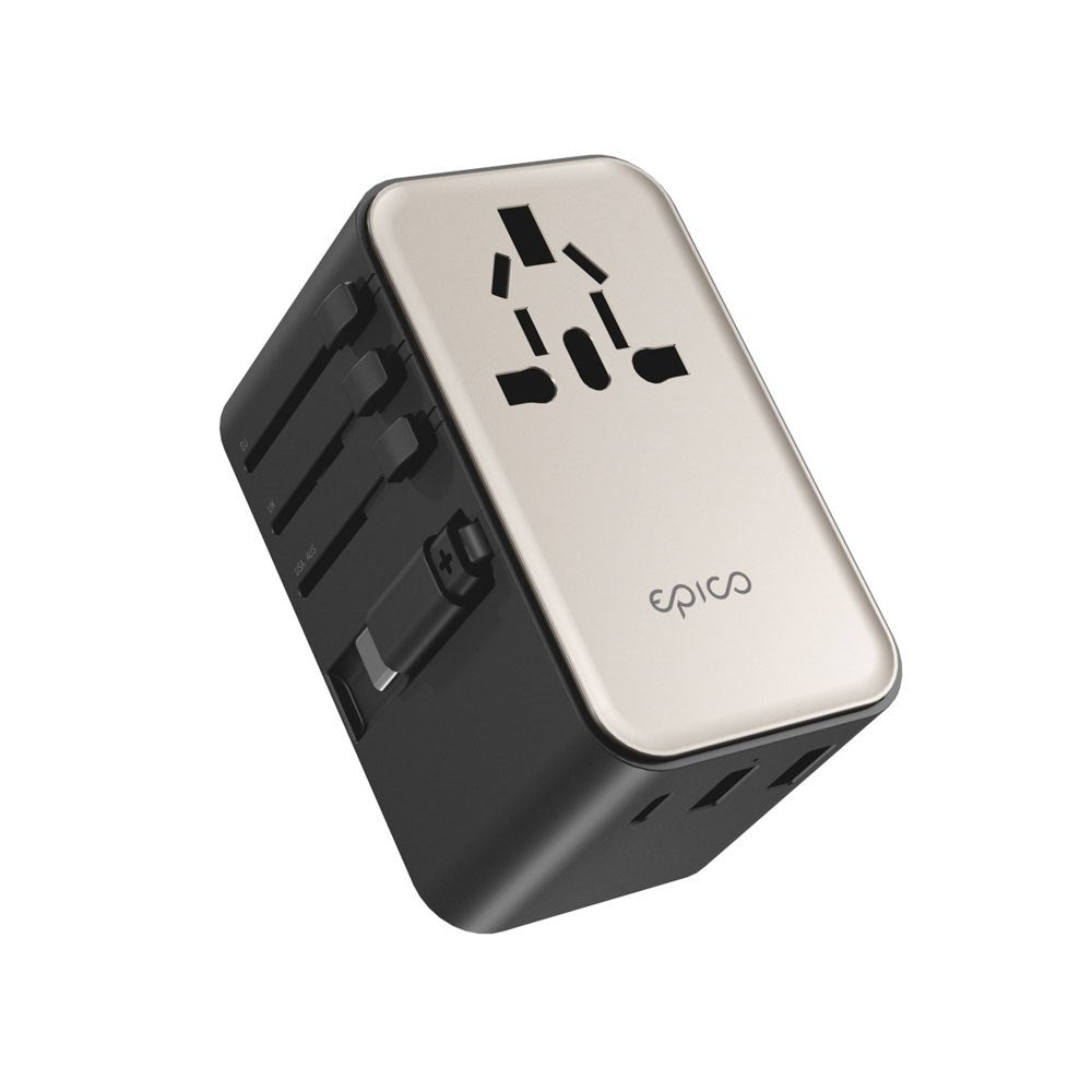 Epico 70W Universal Rejseadapter - 2 x USB-A - 1 x USB-C - Titanium