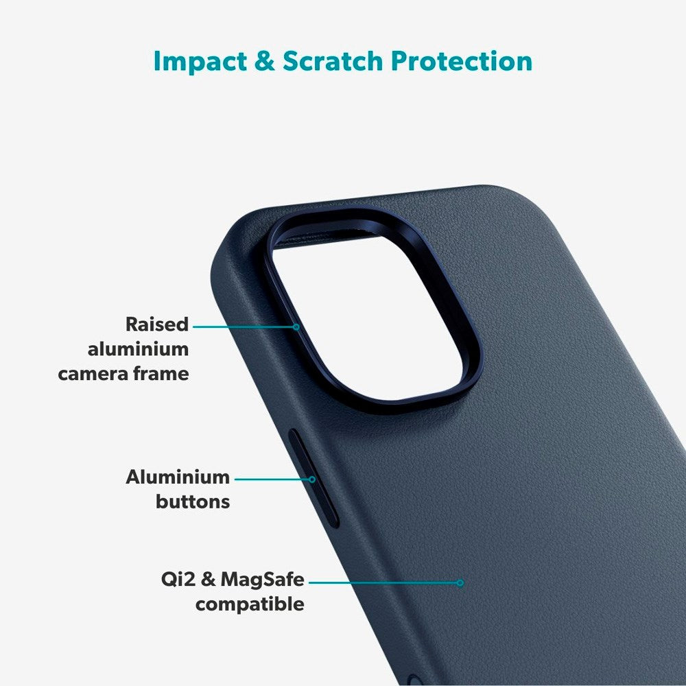 Epico Leather Pro Mag+ Cover - iPhone 17 - MagSafe Kompatibel - Blå
