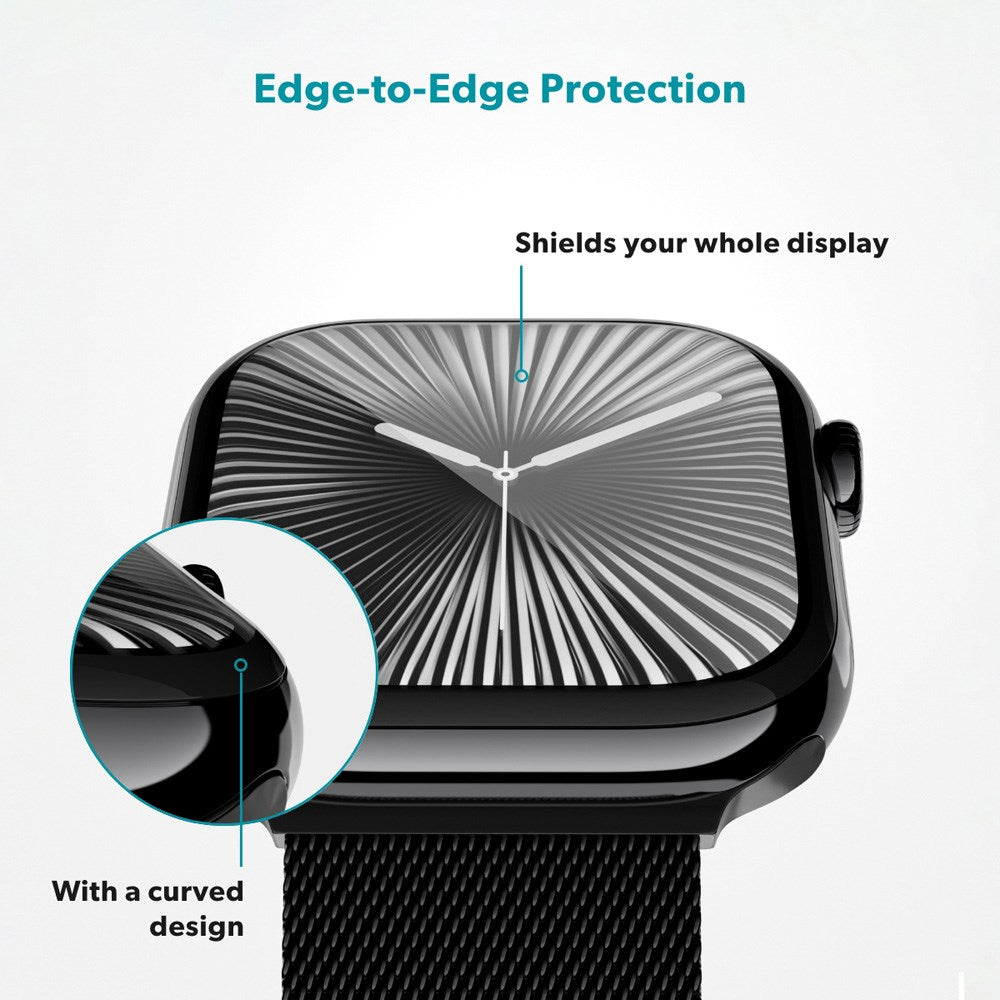 Epico - Apple Watch SE / 6 / 5 / 4 (44mm) 3D+ Flexiglass m. Installationsramme - Gennemsigtig / Sort Kant