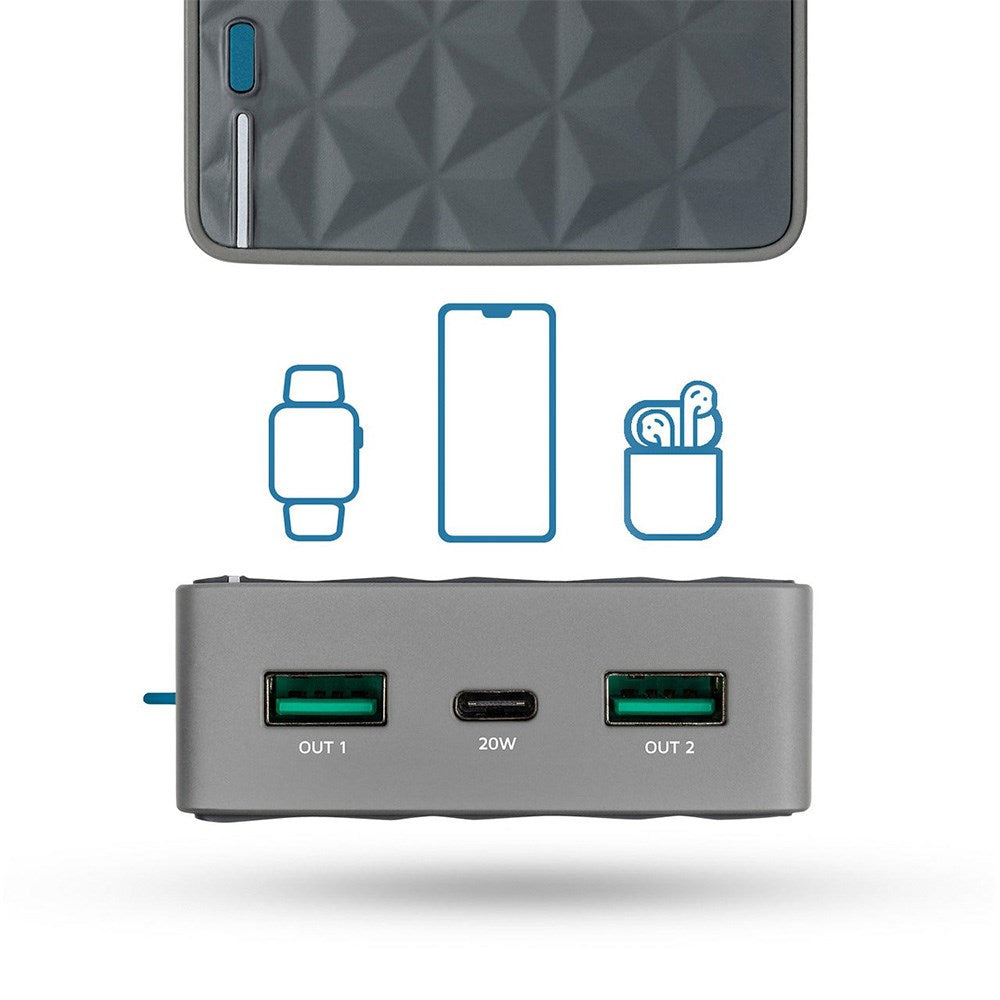 Xtorm Fuel Series 20W PowerBank 20.000mAh m. PD USB-C & QC USB-A - Grå