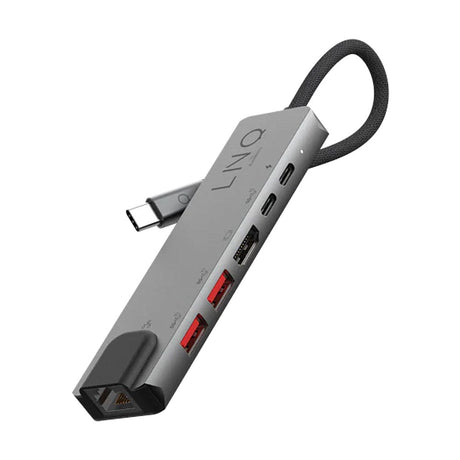 LINQ byELEMENTS USB-C Pro Multiport Hub 6-in-1 - HDMI / RJ45 Ethernet / 2 x USB-A  / 2 x USB-C  - Space Grey