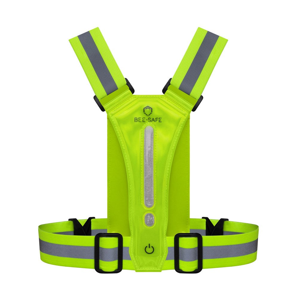 Bee-Safe - Løbevest - LED & Mobillomme - Gul