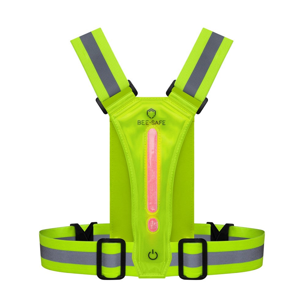 Bee-Safe - Løbevest - LED & Mobillomme - Gul