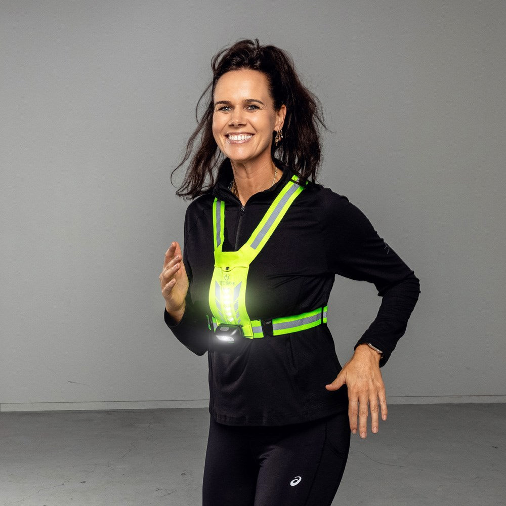 Bee-Safe - Løbevest - LED & Mobillomme - Gul