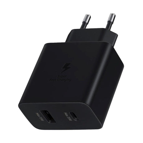 Samsung Super Fast Charge 35W Dual Vægoplader m. USB-C PD & USB-A - Sort