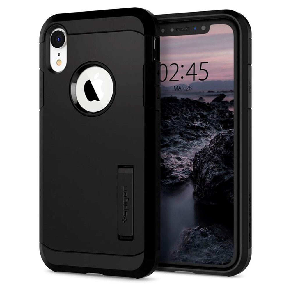iPhone XR - Spigen Tough Armor Hybrid Cover m. Kickstand - Sort