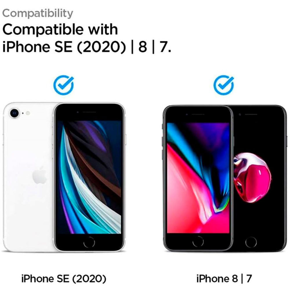 Spigen iPhone SE (2022 / 2020) / 8 / 7 Skærmbeskyttelse - Sort Kant