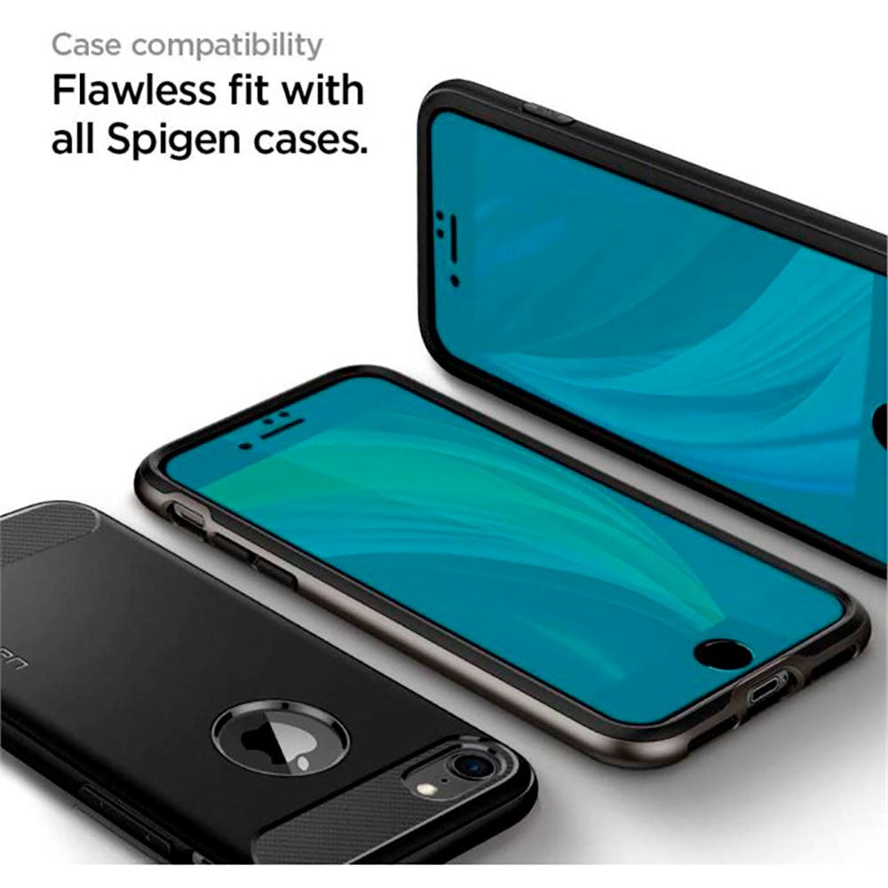 Spigen iPhone SE (2022 / 2020) / 8 / 7 Skærmbeskyttelse - Sort Kant