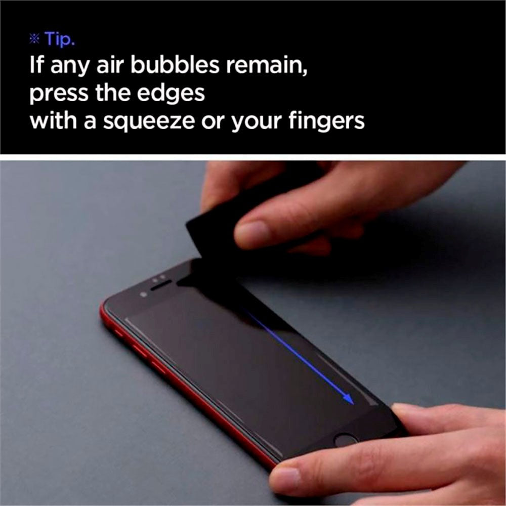 Spigen iPhone SE (2022 / 2020) / 8 / 7 Skærmbeskyttelse - Sort Kant