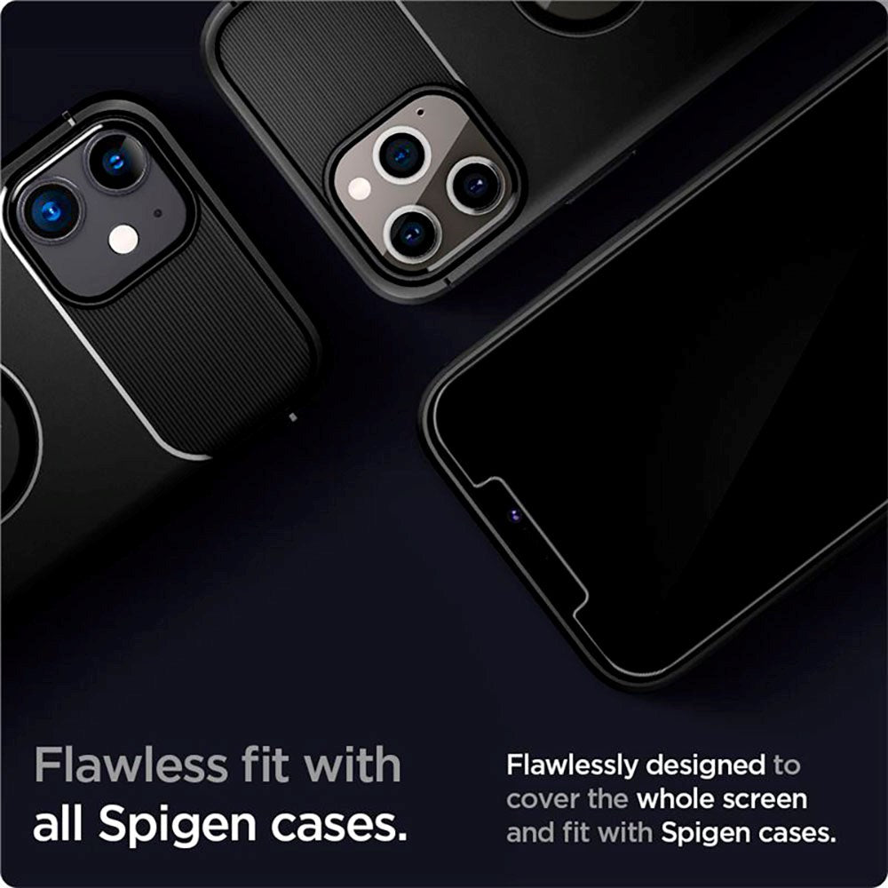 Spigen iPhone 12 / 12 Pro EZ Fit Glas.tR Skærmbeskyttelse 2. Stk - Case Friendly - Gennemsigtig